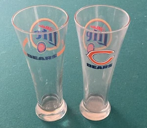 Chicago Bears Miller Lite NFL Tall 16oz Beer Glasses. Set of 2. Brand New! - Picture 1 of 2