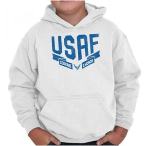US Air Force Wings Logo USAF Honor Courage Youth Hooded Sweatshirt Boy or Girl - Picture 1 of 10
