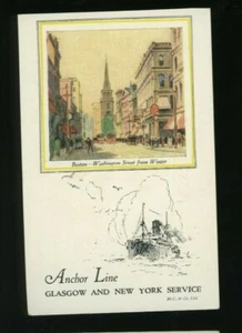 Anchor Line - Washington Street Boston, MA - Vintage Steamship Postcard - Picture 1 of 2