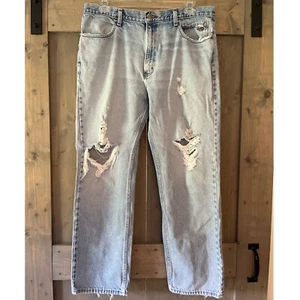 Distressed Harley Davidson Traditional Jeans Men's 38x32 Straight Leg Blue - Picture 1 of 17