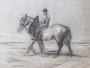  Dessin orig Signé Max Mayrshofer Paysan Cavalier Cheval prov.Gal.Paul Prouté - Imagen 1 de 4