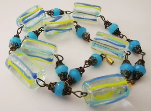 COLLAR DE CUENTAS DE VIDRIO ENORME ITALIANO DE COLECCIÓN - Imagen 1 de 9