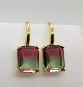 Watermelon Tourmaline earrings high quality elegant hand made ombre US SELLER - Picture 1 of 7