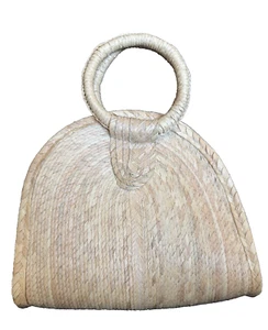 Handmade Straw Bag/Purse Beach Quesadilla/Taco Style 10 1/2" x 8 1/2" Top Handle - Picture 1 of 8