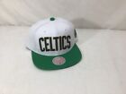 NBA Mitchell & Ness Boston Celtics Flat Brim Snapback Hat Cap Block Style White 