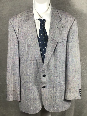 Bachrach Blazer Jacket 46R Tweed Black White Multicolor Office Wear Sportcoat  - Image 1 of 4