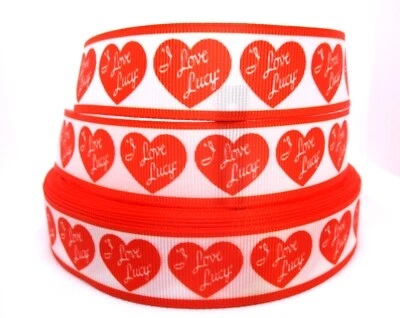 I Love Lucy 1" Red Heart Grosgrain Ribbon YOUR CHOICE: 5 or 10 Yards (TV Show) - Image 1 of 3