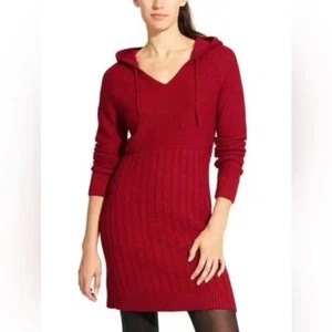 Athleta Borealis Hoodie Sweater Wool Dress Soft Cozy Red Size XXS - Picture 1 of 6
