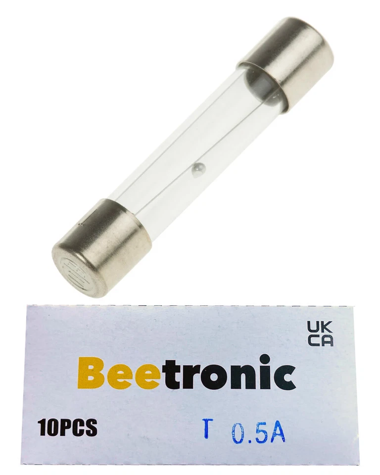 Beetronic 10 x T0.5A 0.5A 0.5 Amp Anti Surge Time Delay Glass Fuse 32x6mm 250v
