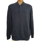 LL Bean Sweater Men's XXL 1/4 Button L/S Pullover Blue Henley 100% Merino Wool