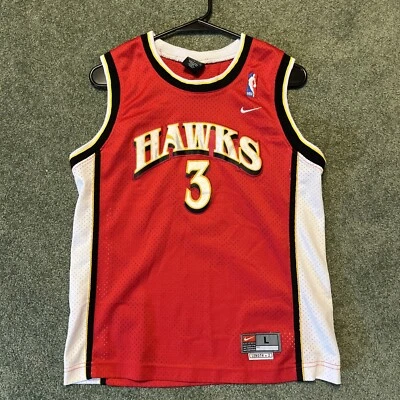 Youth Large Atlanta Hawks #3 Abdur-Rahim 90’s NBA Embroidered Jersey Red Nike - Image 1 of 4