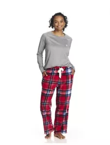 U.S. Polo Assn. Women's Long Sleeve Top and Plush Pant Pajama Grey Size 2X New - Picture 1 of 7