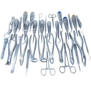 German 34 PC Oral Dental Surgery Extracting Elevators Forceps Instrument Kit Set - Picture 1 of 6