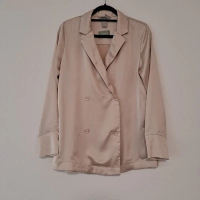 Abrigo Blazer H&M Mujer Talla Pequeña Dorado Satinado Manga Larga Gran Tamaño Nuevo Foto 1 de 4