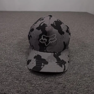 Fox Racing Hat Cap Fitted Mens M Gray Camo Flexfit Baseball Motocross Logo - Afbeelding 1 van 10