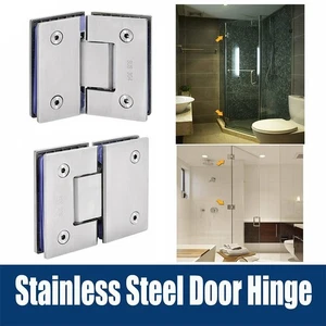 2X 180° 304 Stainless Steel Shower Screens Glass Hinge Frameless Door Enclosures - Picture 1 of 8