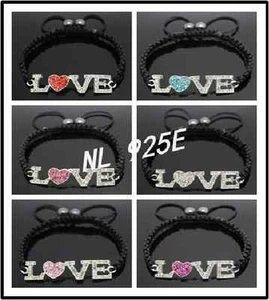 UK NEW LOVE HEART ALLOY RHINESTON BEAD SHAMBALLA STYLE BRACELETS - TOP QUALITY - Picture 1 of 7