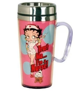 Taza de café enfermera Betty Boop - taza de viaje aislada para amantes del café - Imagen 1 de 1