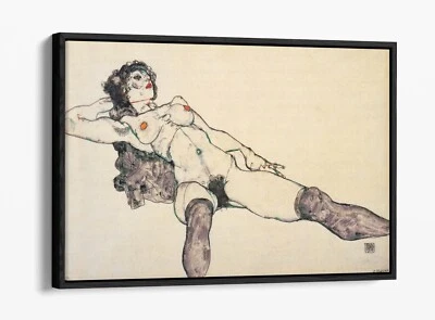 EGON SCHIELE MUJER ACOSTADA DESNUDA - LIENZO EFECTO FLOTADOR ARTE DE PARED IMPRESIÓN DE FOTOS Foto 1 de 4