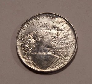 100 Lira Lire Paul VI 1966 DEL Vaticano Vatican P,M. Anno IV Excellent!  - Picture 1 of 2