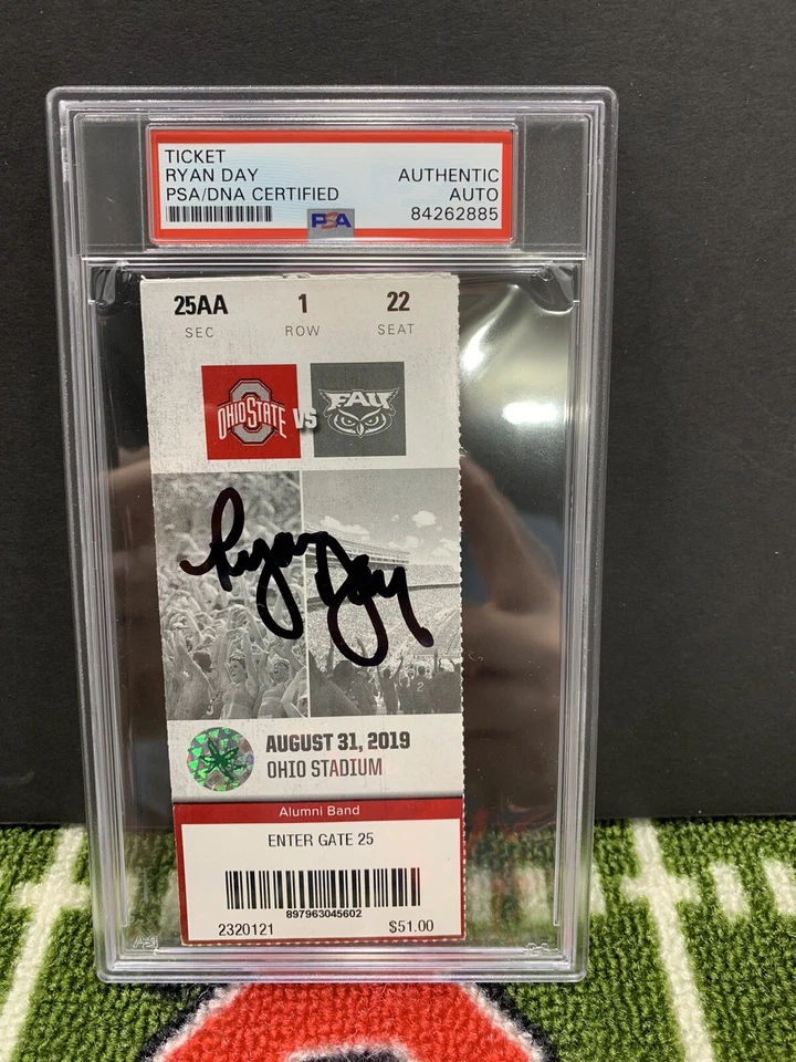 RYAN DAY SIGNED OHIO STATE BUCKEYES TICKET FAU 2019 1ST WIN HEAD COACH PSA S22 - Image 1 of 1