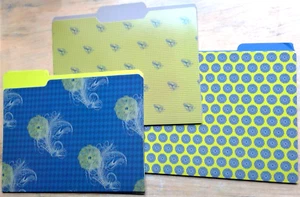 8 DiVOGA file folders decorative letter size 1/3 tab cut green/blue hounds tooth - Picture 1 of 12