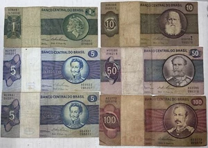 {1967-1986} Brazil Banknotes Banco Central do Brazil {6 Notes} - Picture 1 of 2