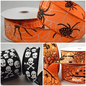 Wired Edge Halloween Ribbon - 3 Options - 38mm or 63mm Wide - Per metre - Picture 1 of 9