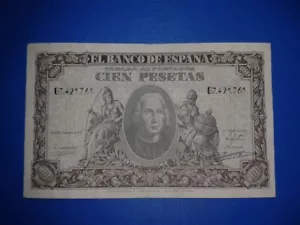 SPAIN P118a BILLETE 100 PESETAS 1940 CRISTOBAL COLON EBC- SERIE G7421761 - Imagen 1 de 2
