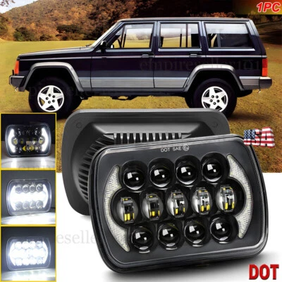 For Jeep Cherokee XJ 1984-2001 Wrangler YJ 1986-1995 5x7 7x6 Led Headlight HI/LO - Image 1 of 4