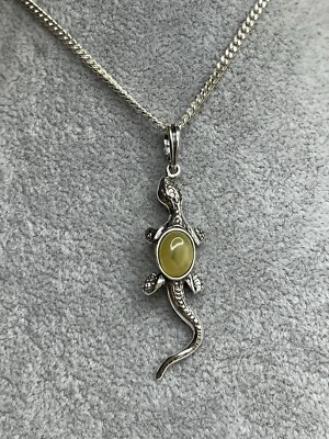 COLGANTE Joyería PIEDRA ÁMBAR GENUINA.Colgante Lagarto con Plata de Ley Ámbar. Foto 1 de 4