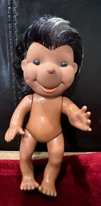 Vintage Igel Gummi Spielzeug Puppe 9 Zoll schwarz grau Haare Spielzeug deutsches Sammlerstück - Bild 1 von 2