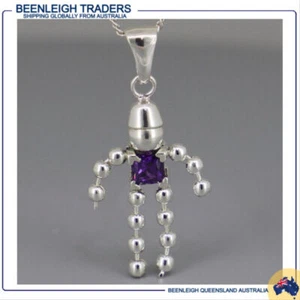 BEAD / GEM BABY CHARM Sterling Silver Amethyst Purple Small Square Stone New - Picture 1 of 7