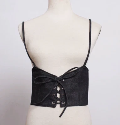 1 pieza Mujeres Cinturón Cintura Ancha Con Cordones Elástico Elastizado Denim Chaleco Corsé Arnés Corporal Foto 1 de 4