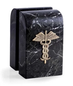 CADUCEUS MARBLE BOOKENDS - MEDICAL OFFICE DECOR - Picture 1 of 1