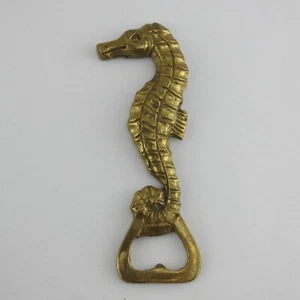 Vintage Sea Horse Figurative Brass Bottle Opener 5" T - Picture 1 of 3