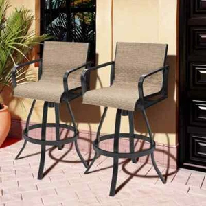 Swivel Aluminum Outdoor Bar Stool in Brown (2-Pack) - Picture 1 of 7