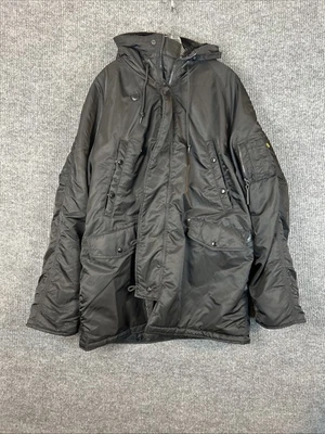 Casaco de inverno masculino Alpha Industries N-3B snorkel Parka náilon pesado preto tamanho 4XL - Imagem 1 de 4