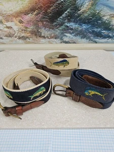 (2) Mahi Mahi Fisch Gürtel Messingschnalle Navy Reef Rider & Tan Markenlos Größe 40 - Bild 1 von 18
