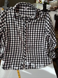 Indigo Langarm Gingham Damen Shirt Größe 2X - Bild 1 von 16