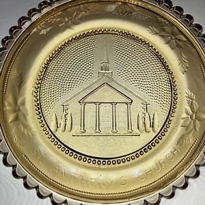Mattapoisett MA Iglesia de San Antonio De Colección Massachusetts Pairpoint Vidrio Taza Plato - Imagen 1 de 10