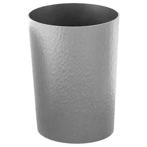 10 Liter Bathroom Hammered Textured Plastic Bathroom Trash Can, Silver Parity - Picture 1 of 6