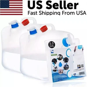 4x 5.3 Collapsible Water Container w/ Spigot 10 Gallon Camping Water Storage Jug - Picture 1 of 6
