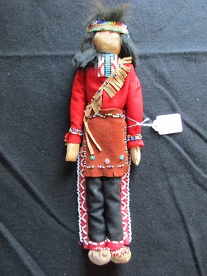 MUÑECA DE CUERO CON CUENTAS NATIVA AMERICANA, MUÑECA NIÑO CARA MAÍZ SUROESTE SD-1222*06998 Foto 1 de 4