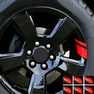 6x Red Reflective Car SUV Rim Wheel Vinyl Decal Stickers Accessories For 16"-21"