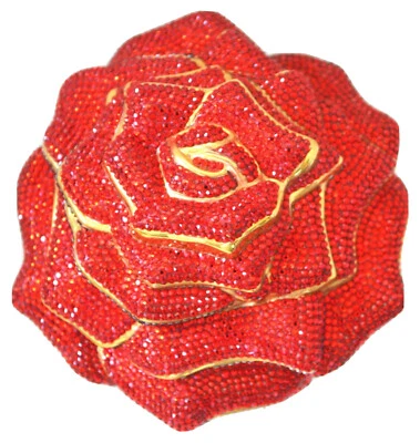 Judith Leiber ROSE Red Flower Crystal Clasp Bag Evening Vintage Minaudiere - Image 1 of 4