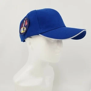 Neu Herren/Damen Erwachsene blau mit weißer Krempe Baseballkappe Mütze Haken & Schlaufe hinten - Bild 1 von 8