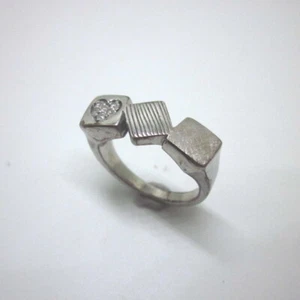 Vintage 925 Sterling Silber Ringe Schmuck CZ Herz & Quadrat Magie Retro Design - Bild 1 von 8