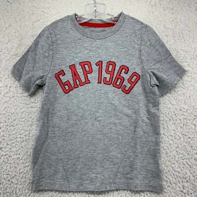 NWT Gap Boys XS 4/5 Gray Short Sleeve Red Logo 1969 Crew Neck Tshirt - Image 1 of 4