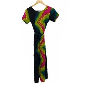 Maß mehrfarbiges Maxikleid Urlaub Tropical Rayon Island Hawaii Batik - Bild 1 von 9